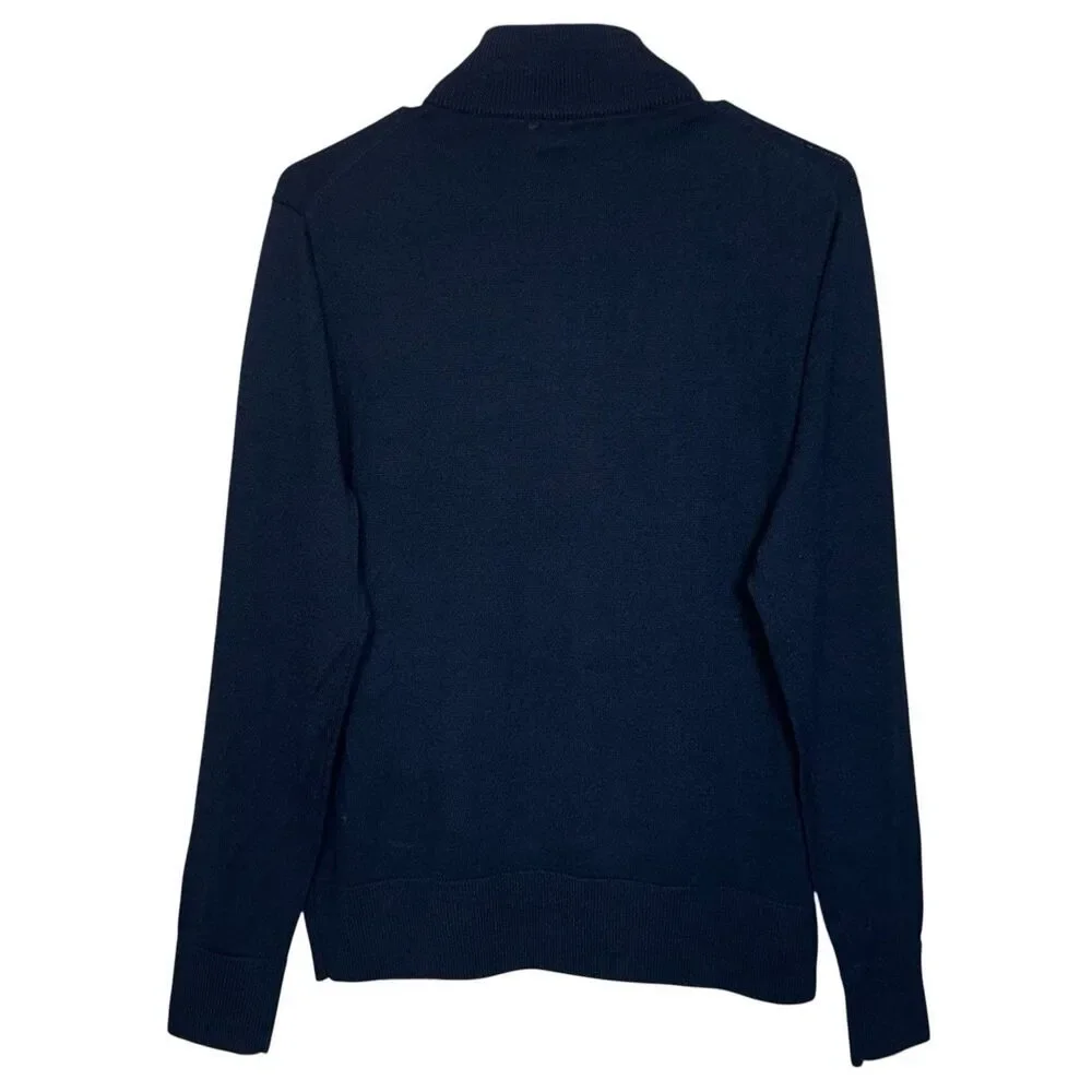 J. Crew Mens Machine Washable Merino Wool Blend Half Zip Sweater Size M Navy